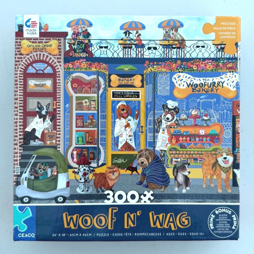NEW Ceaco Woof N' Wag The Woofurry Bakery 300 Piece Jigsaw Puzzle 42220 Dog Art